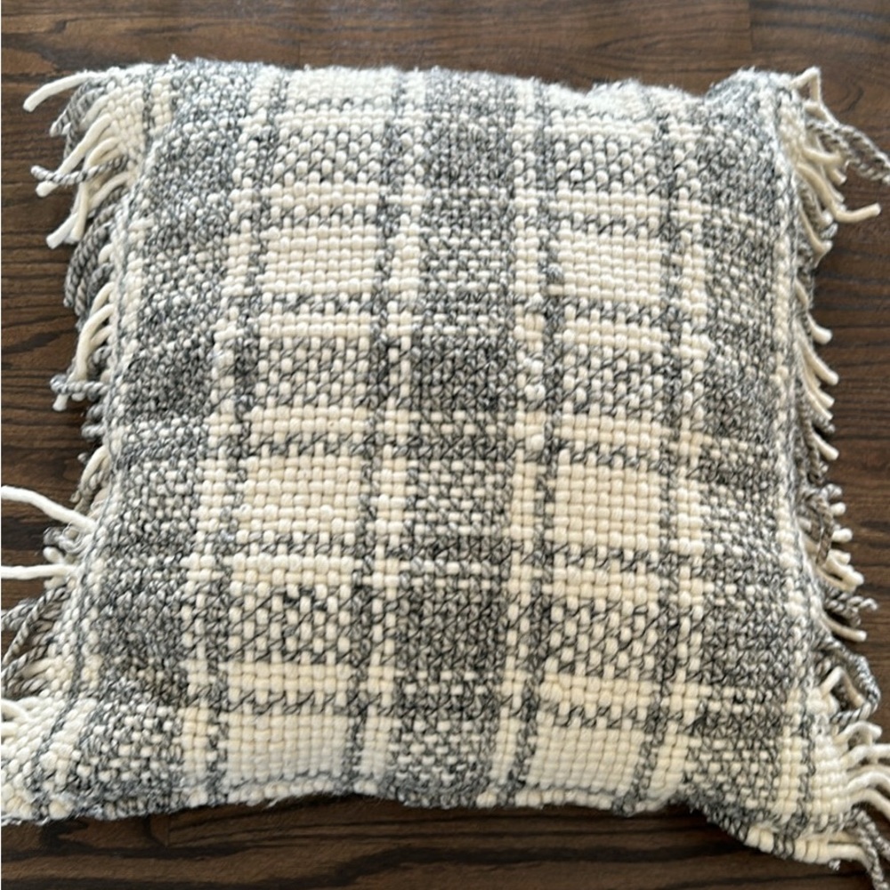 Magnolia Home 21x21" grey and cream throw pillow